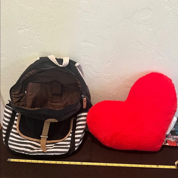 #1201: Unisex Deep Dark, Brown, Navy Blue & Tan Striped Backpack Monkey 🐵 - Picture 9 of 12